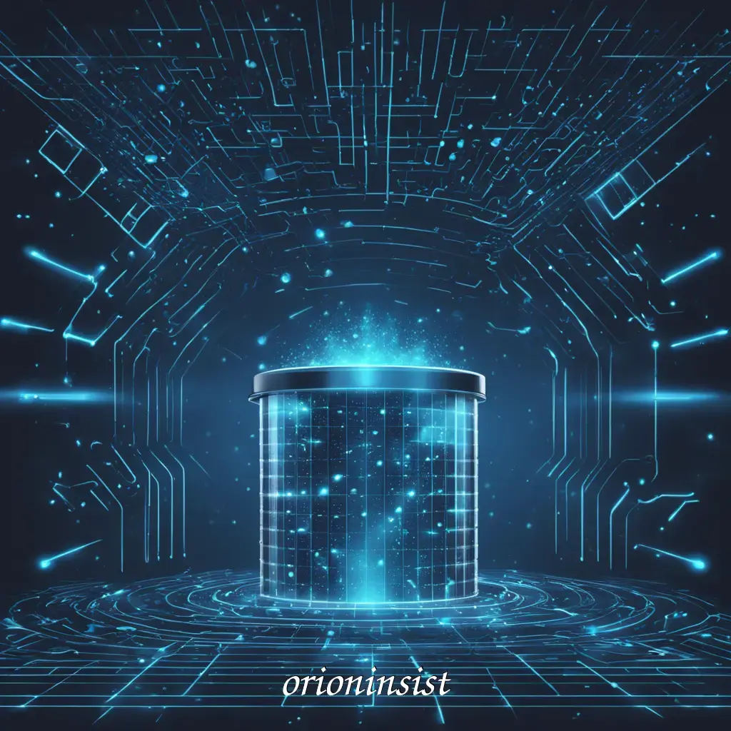 An abstract digital art image of a glowing, secure data vault connected to various cloud nodes through encrypted data streams on a dark background.